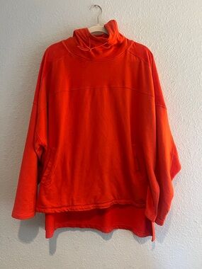 Bright Red Funnel Neck Pullover Sweatshirt Free People Movement